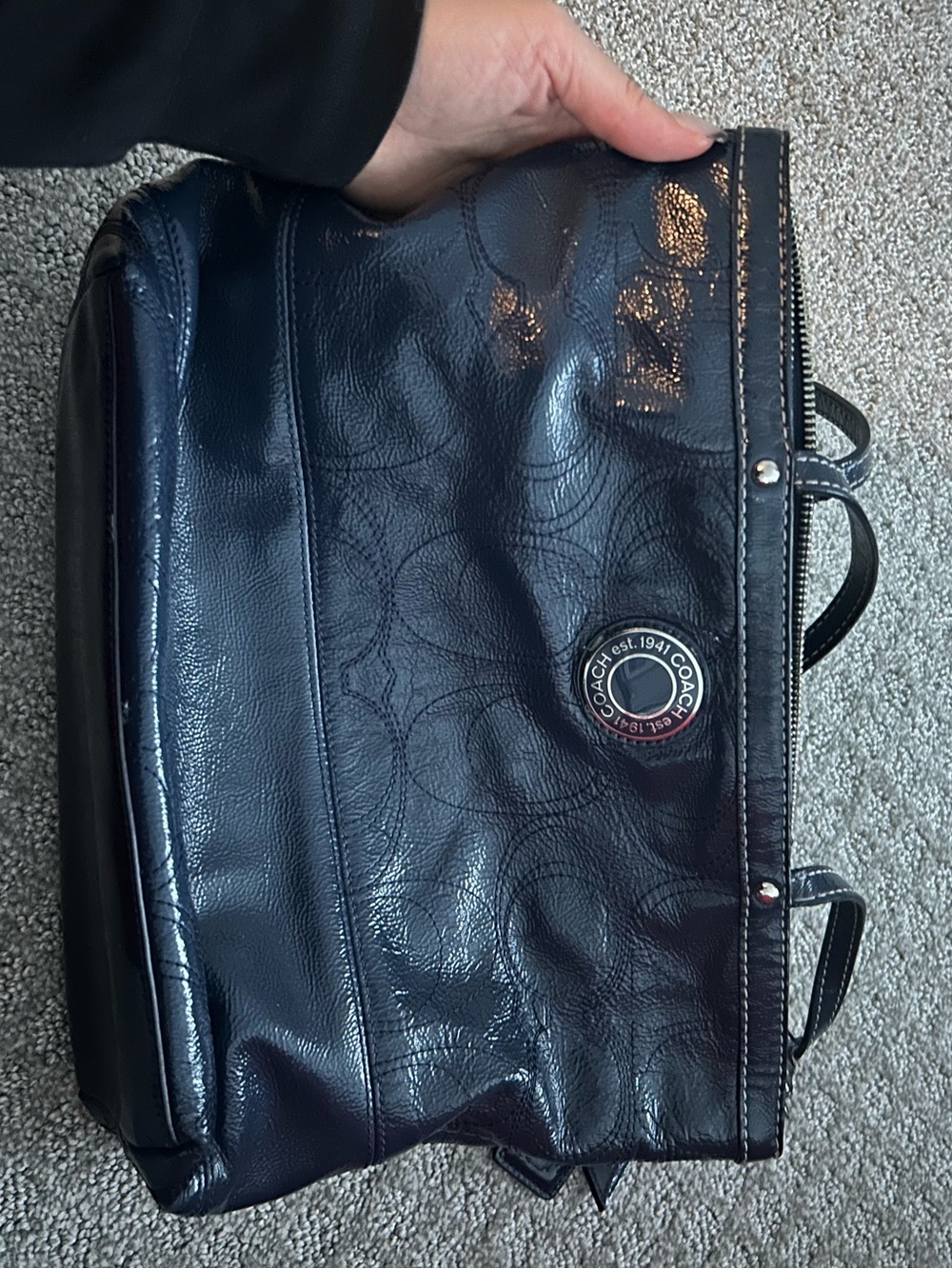 Coach Navy Leather Tote Bag
